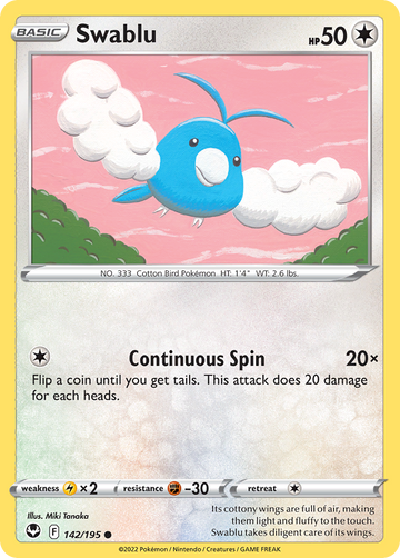 142/195 - Swablu - [Common] - Reverse Holo