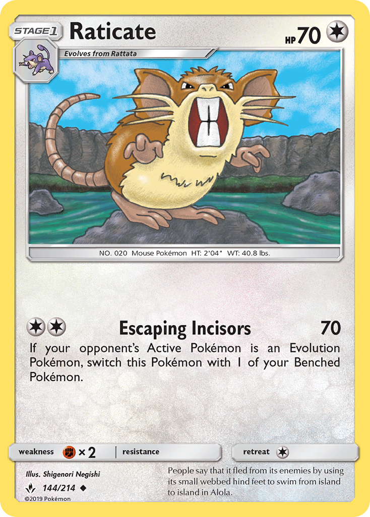 Pokémonkaart 144/214 - Raticate - Unbroken Bonds - [Uncommon]