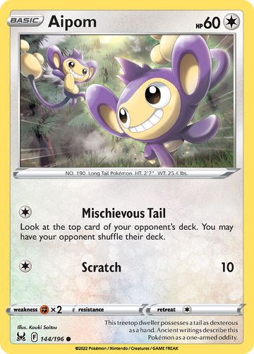 144/196 - Aipom - Reverse Holo - [Common]