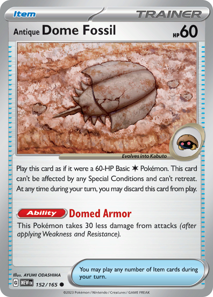 152/165 - Antique Dome Fossil - [Common] - Reverse Holo