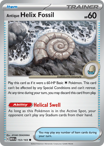 153/165 - Antique Helix Fossil - [Common] - Reverse Holo