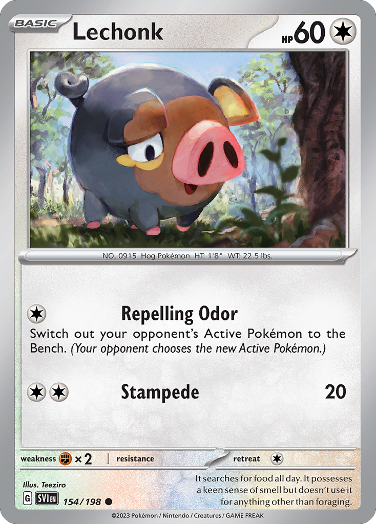 154/198 - Lechonk - [Common] - Reverse Holo