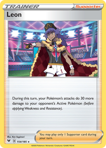 Pokémonkaart 154/185 - Leon - Vivid Voltage - [Rare Holo]
