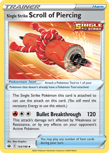 Pokémonkaart 154/198 - Single Strike Scroll of Piercing - Chilling Reign - [Uncommon]