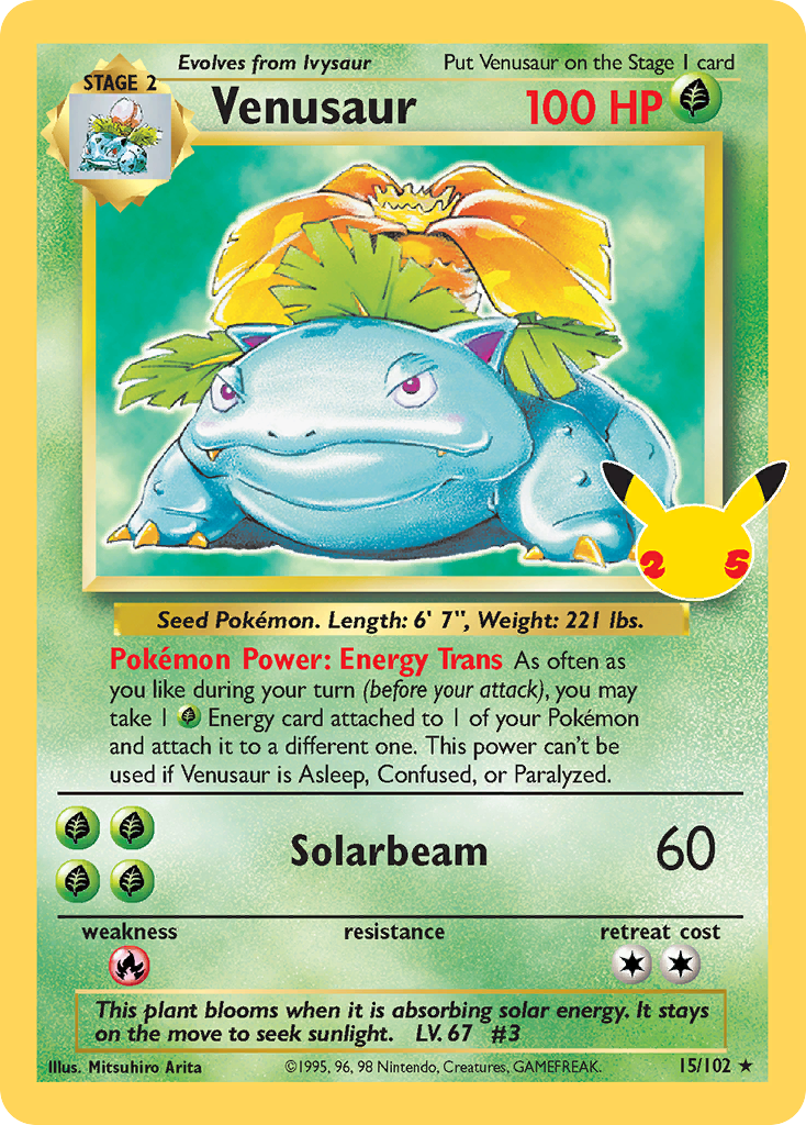 Pokémonkaart 015/102 - Venusaur - Celebrations: Classic Collection - [Classic Collection]
