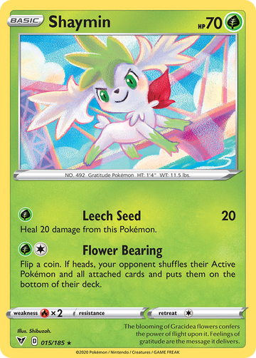 Pokémonkaart 015/185 - Shaymin - Vivid Voltage - [Rare Holo]