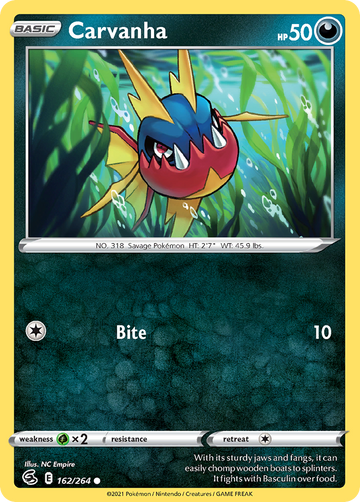 162/264 - Carvanha - [Common] - Reverse Holo