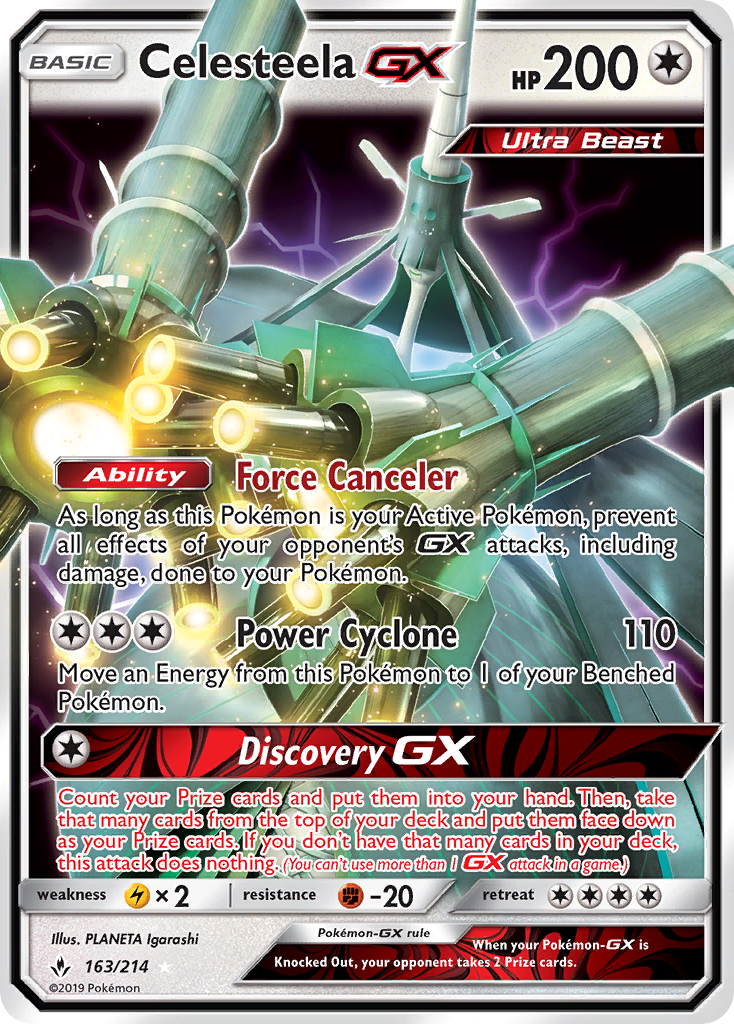 Pokémonkaart 163/214 - Celesteela-GX - Unbroken Bonds - [Rare Holo GX]