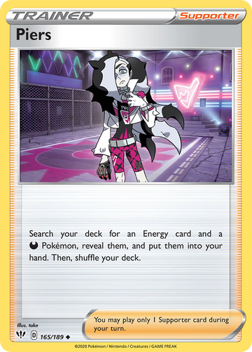 Pokémonkaart 165/189 - Piers - Darkness Ablaze - [Uncommon]