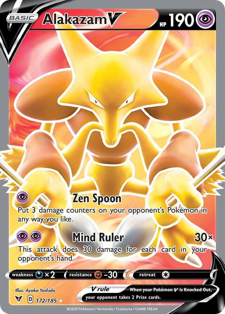 Pokémonkaart 172/185 - Alakazam V - Vivid Voltage - [Rare Ultra]