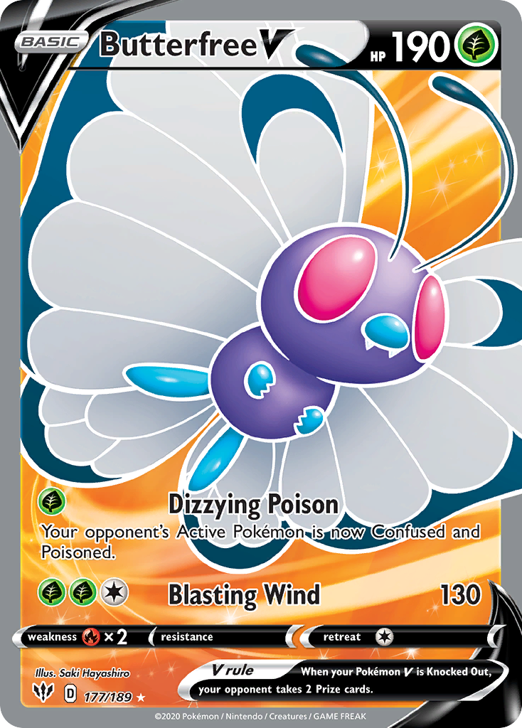 Pokémonkaart 177/189 - Butterfree V - Darkness Ablaze - [Rare Ultra]