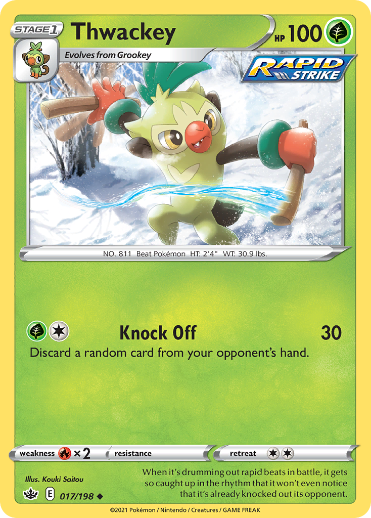 Pokémonkaart 017/198 - Thwackey - Chilling Reign - [Uncommon]