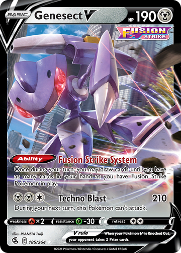 Pokémonkaart 185/264 - Genesect V - Fusion Strike - [Rare Holo V]