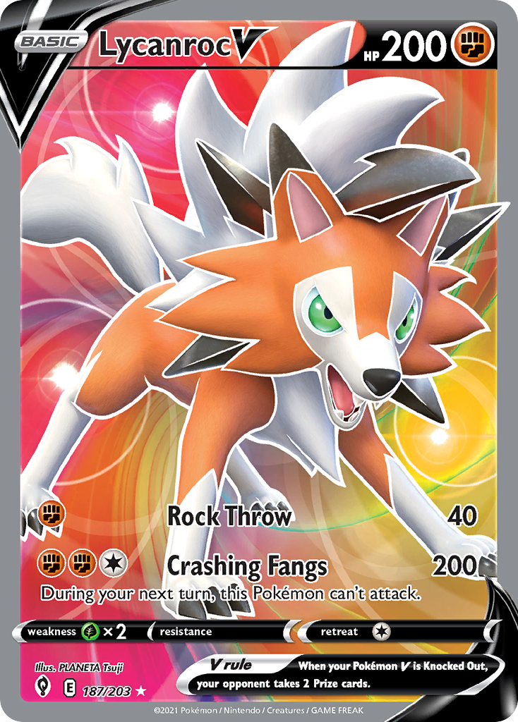 Pokémonkaart 187/203 - Lycanroc V - Evolving Skies - [Rare Ultra]