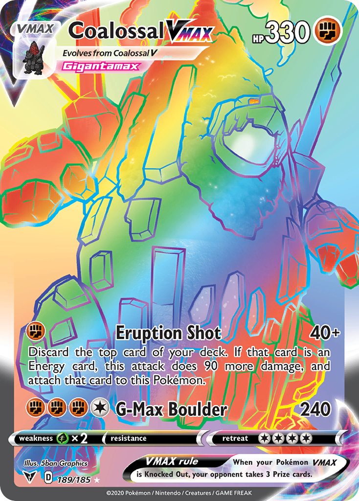 Pokémonkaart 189/185 - Coalossal VMAX - Vivid Voltage - [Rare Rainbow]