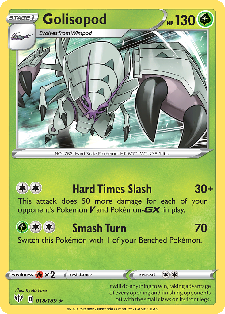 Pokémonkaart 018/189 - Golisopod - Darkness Ablaze - [Rare Holo]