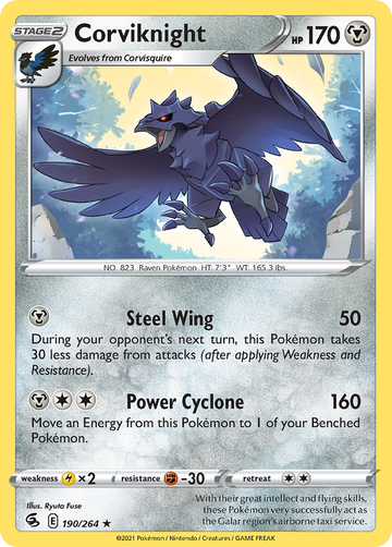 190/264 - Corviknight - [Rare] - Reverse Holo