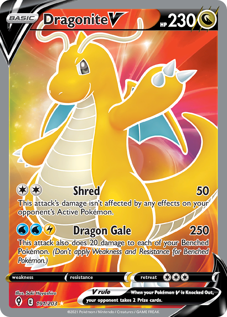 Pokémonkaart 191/203 - Dragonite V - Evolving Skies - [Rare Ultra]