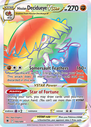 195/189 - Hisuian Decidueye VSTAR - [Rare Rainbow]