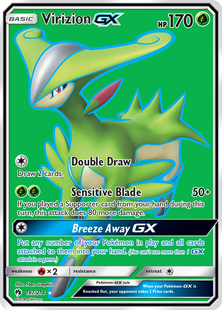 Pokémonkaart 197/214 - Virizion-GX - Lost Thunder - [Rare Ultra]