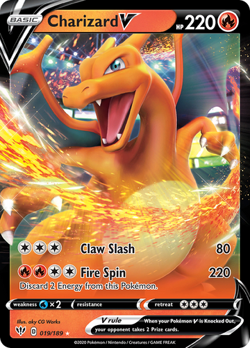 Pokémonkaart 019/189 - Charizard V - Darkness Ablaze - [Rare Holo V]