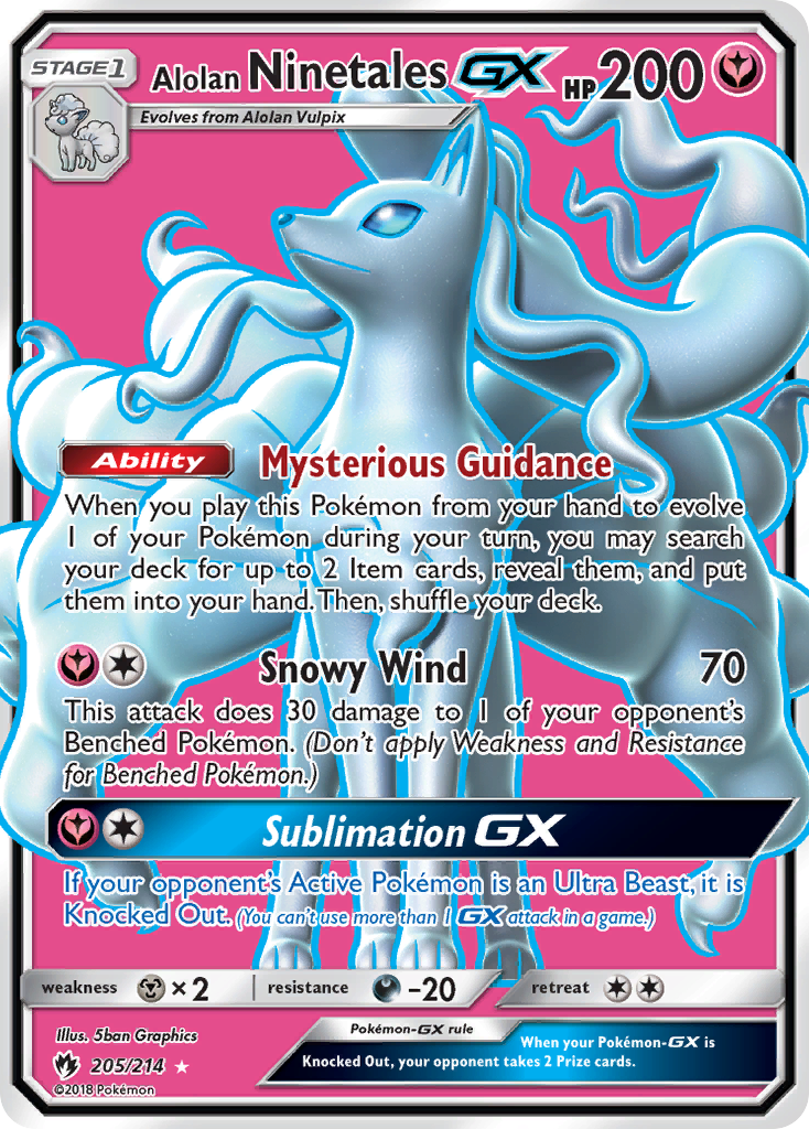 Pokémonkaart 205/214 - Alolan Ninetales-GX - Lost Thunder - [Rare Ultra]