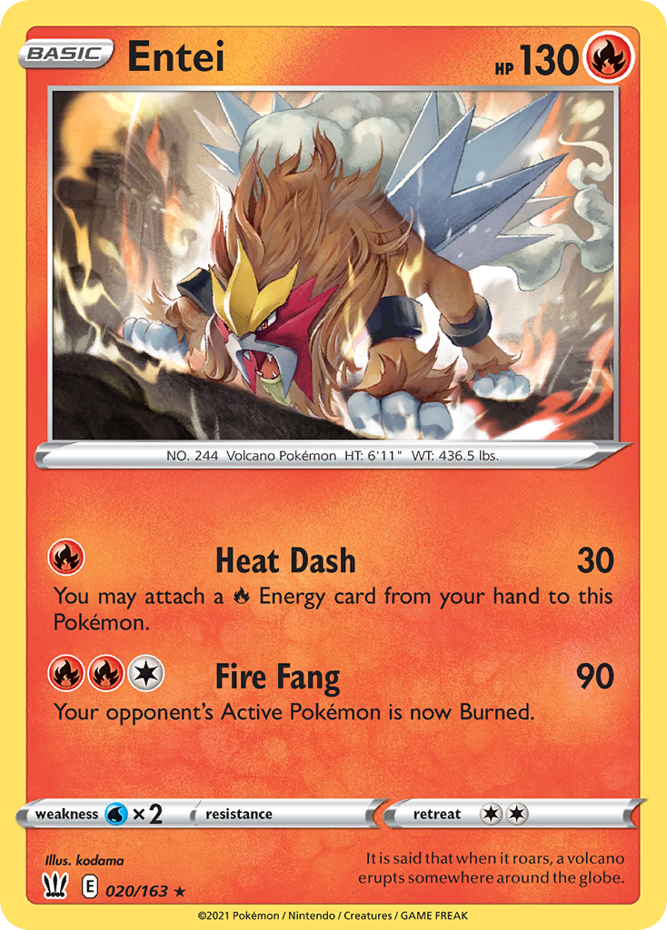 Pokémonkaart 020/163 - Entei - Battle Styles - [Rare Holo]