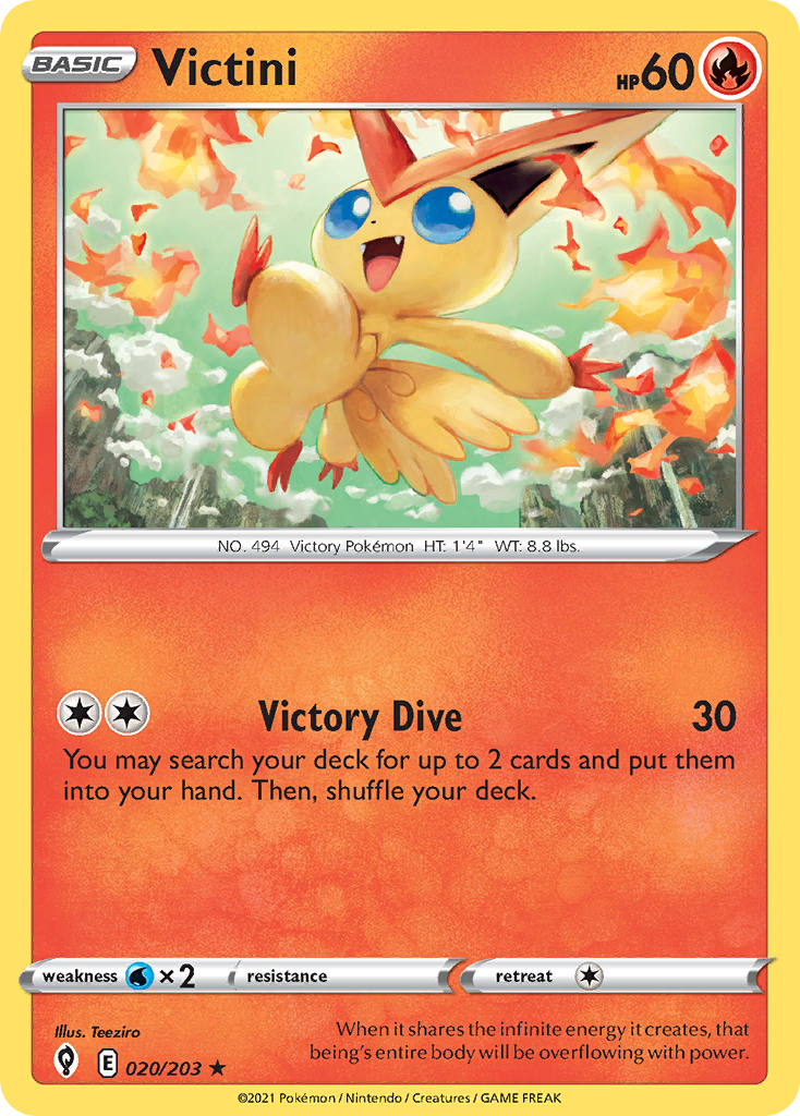 Pokémonkaart 020/203 - Victini - Evolving Skies - [Rare Holo]