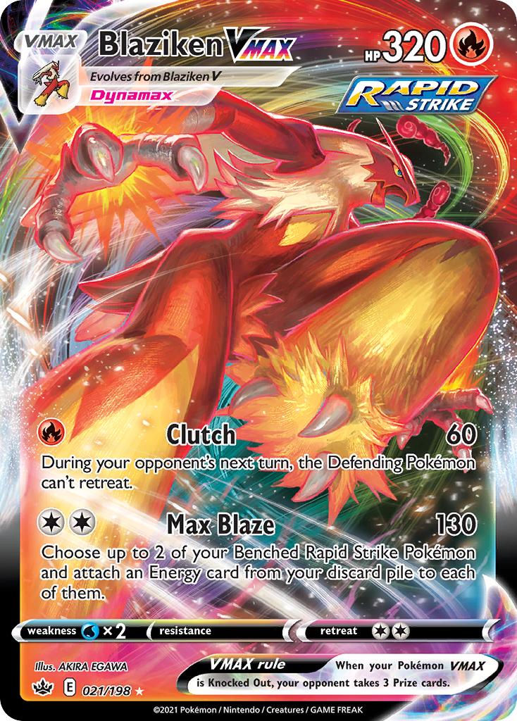 Pokémonkaart 021/198 - Blaziken VMAX - Chilling Reign - [Rare Holo VMAX]