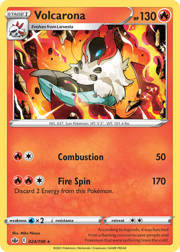 Pokémonkaart 024/198 - Volcarona - Chilling Reign - [Rare]