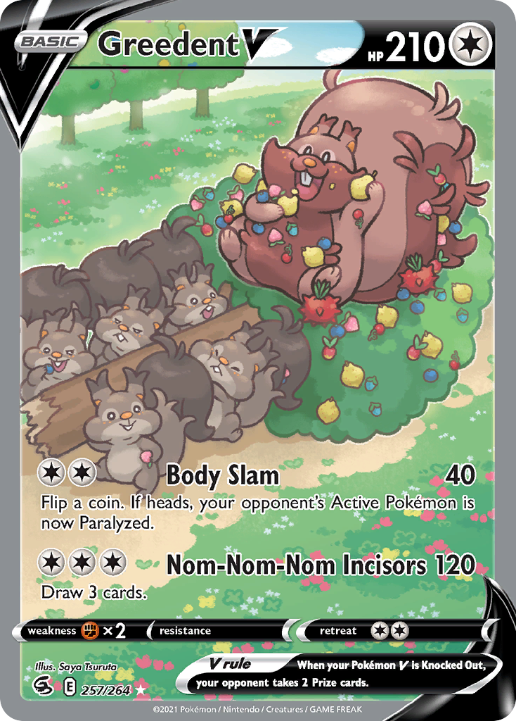 Pokémonkaart 257/264 - Greedent V - Fusion Strike - [Rare Ultra]