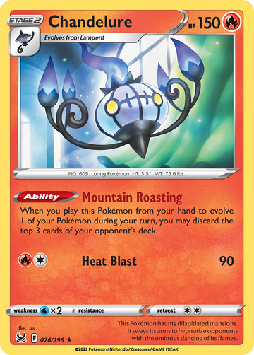 026/196 - Chandelure - Reverse Holo - [Rare Holo]