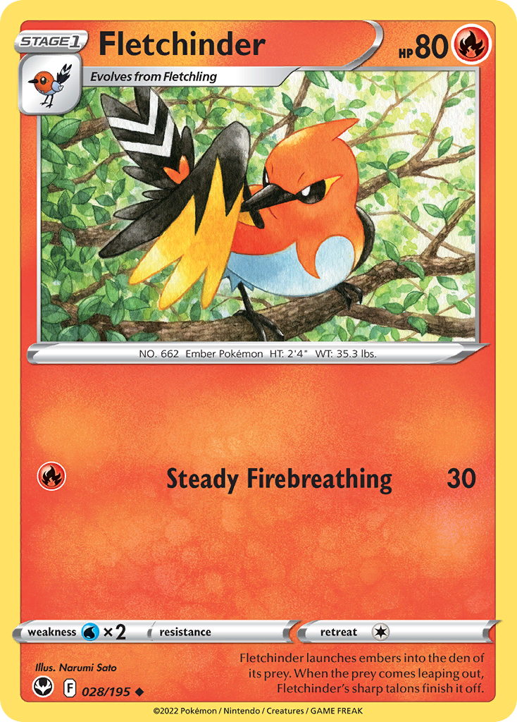 028/195 - Fletchinder - [Uncommon] - Reverse Holo