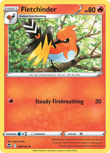 028/195 - Fletchinder - [Uncommon] - Reverse Holo