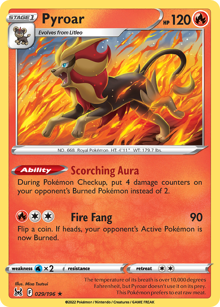 029/196 - Pyroar - Reverse Holo - [Rare Holo]