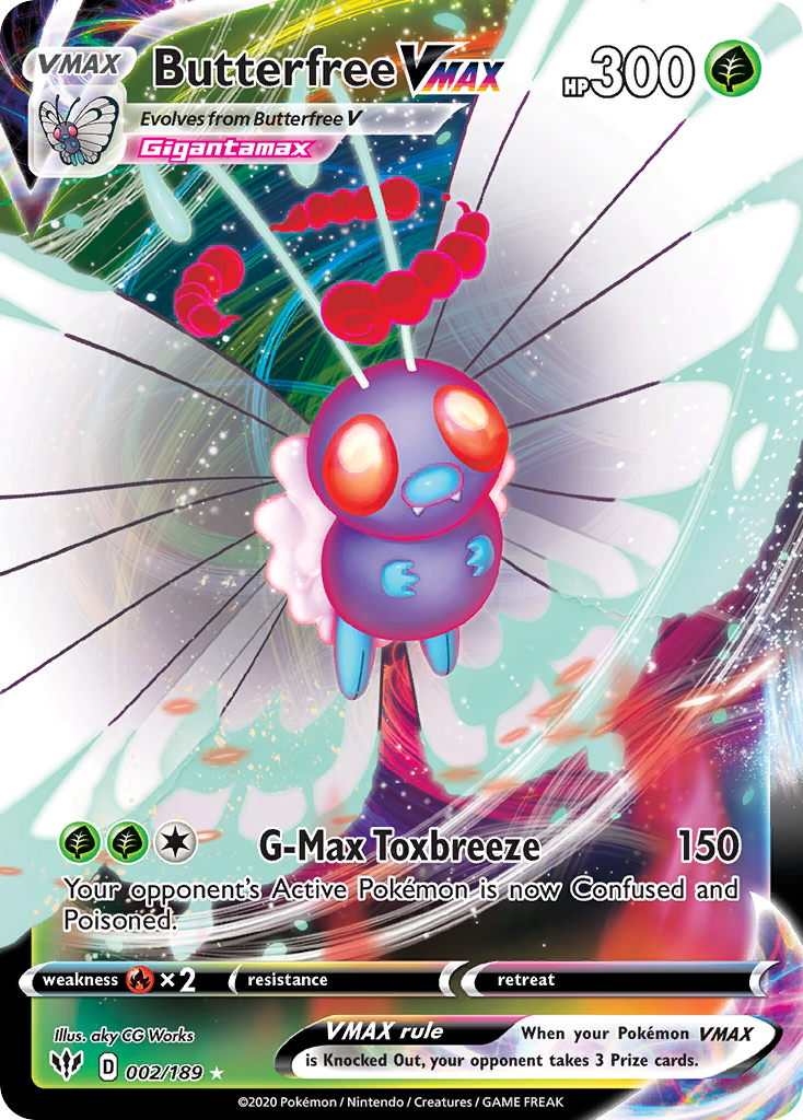 Pokémonkaart 002/189 - Butterfree VMAX - Darkness Ablaze - [Rare Holo VMAX]