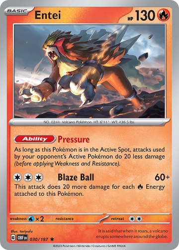 030/197 - Entei - [Rare] - Reverse Holo