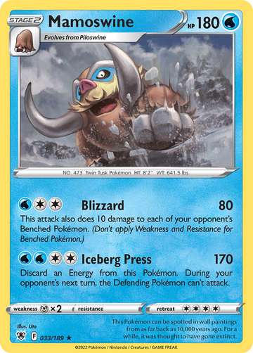 033/189 - Mamoswine - Reverse Holo - [Rare]