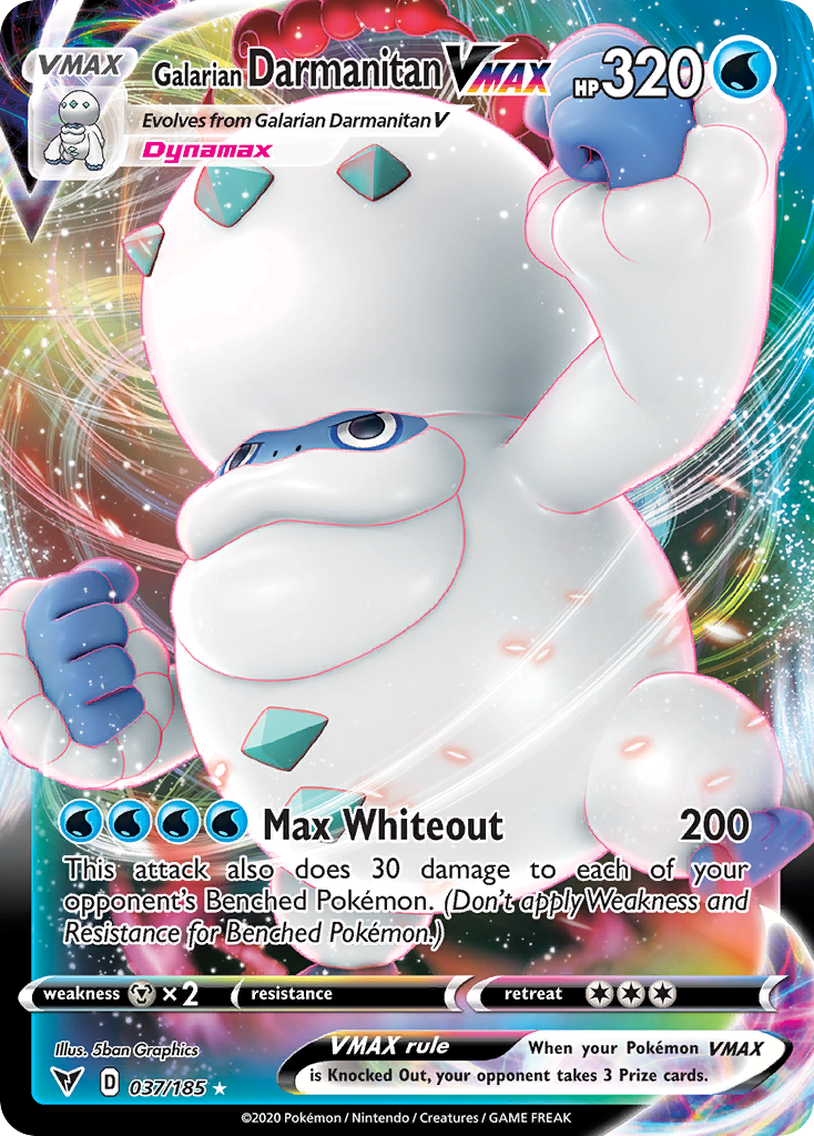 Pokémonkaart 037/185 - Galarian Darmanitan VMAX - Vivid Voltage - [Rare Holo VMAX]