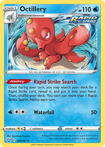 037/163 - Octillery - [Rare Holo] - Reverse Holo