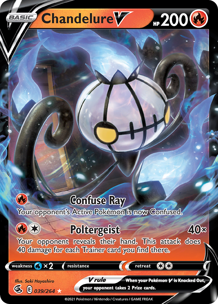 Pokémonkaart 039/264 - Chandelure V - Fusion Strike - [Rare Holo V]