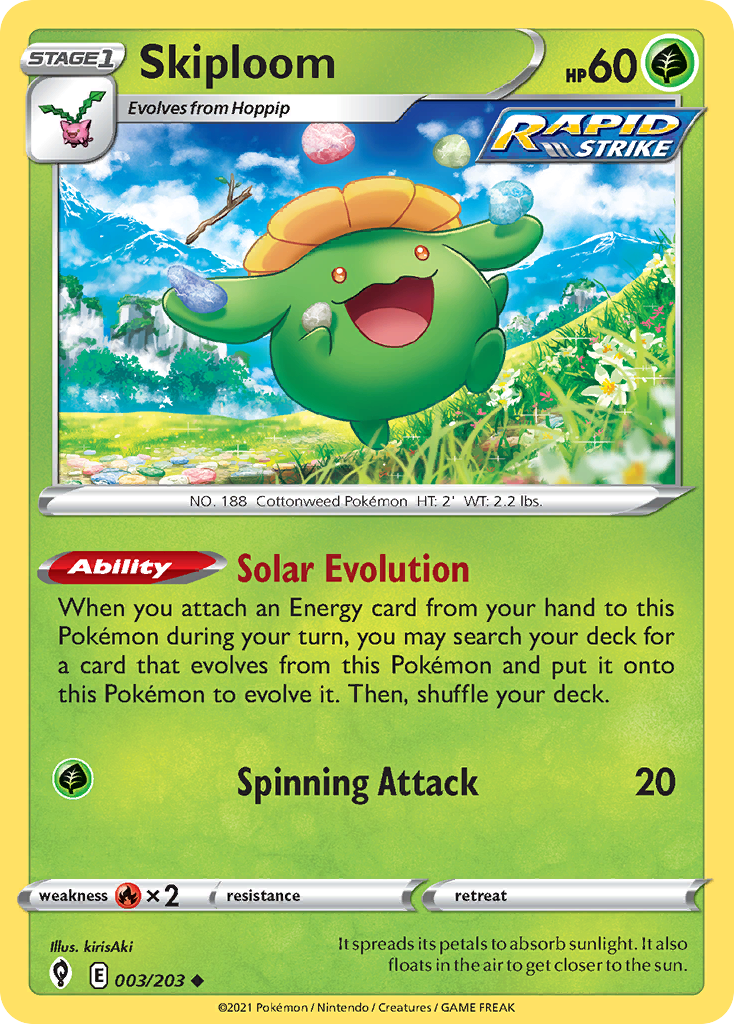 Pokémonkaart 003/203 - Skiploom - Evolving Skies - [Uncommon]