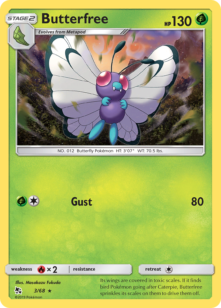 Pokémonkaart 003/068 - Butterfree - Hidden Fates - [Rare]