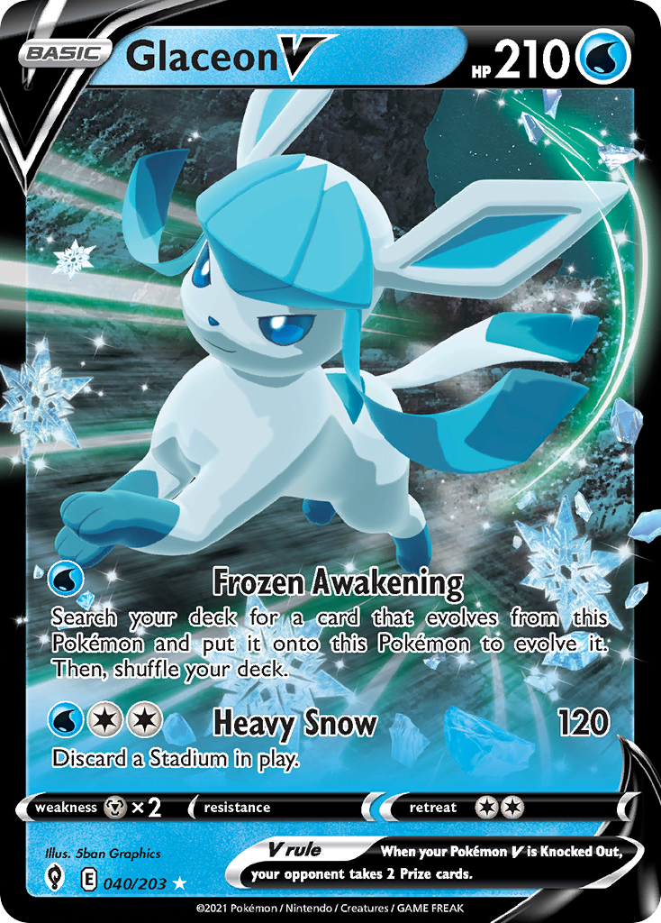 Pokémonkaart 040/203 - Glaceon V - Evolving Skies - [Rare Holo V]