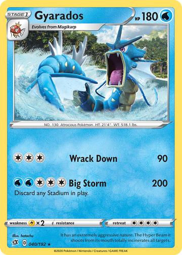 040/192 - Gyarados - [Rare Holo] - Reverse Holo