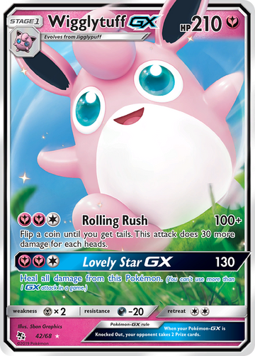 Pokémonkaart 042/068 - Wigglytuff-GX - Hidden Fates - [Rare Holo GX]