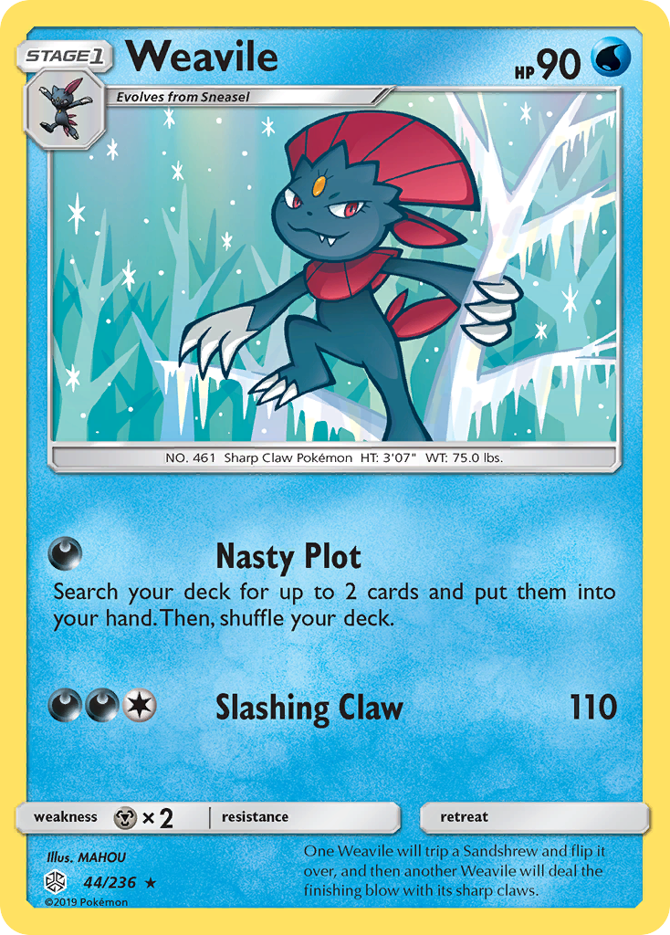 Pokémonkaart 044/236 - Weavile - Cosmic Eclipse - [Rare]