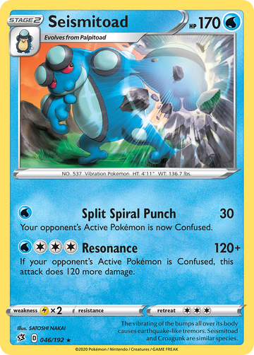 046/192 - Seismitoad - [Rare] - Reverse Holo