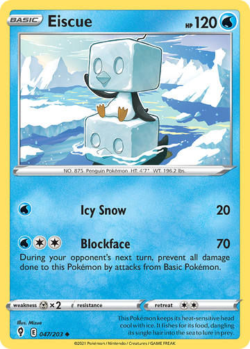 Pokémonkaart 047/203 - Eiscue - Evolving Skies - [Uncommon]