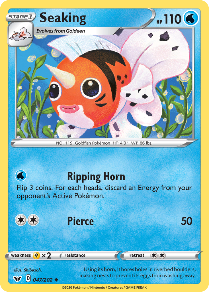 Pokémonkaart 047/202 - Seaking - Sword & Shield - [Uncommon]